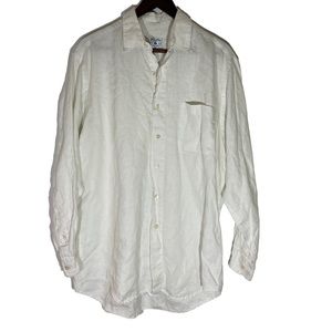 Brooks Brothers All Linen white mens button down dress shirt size medium